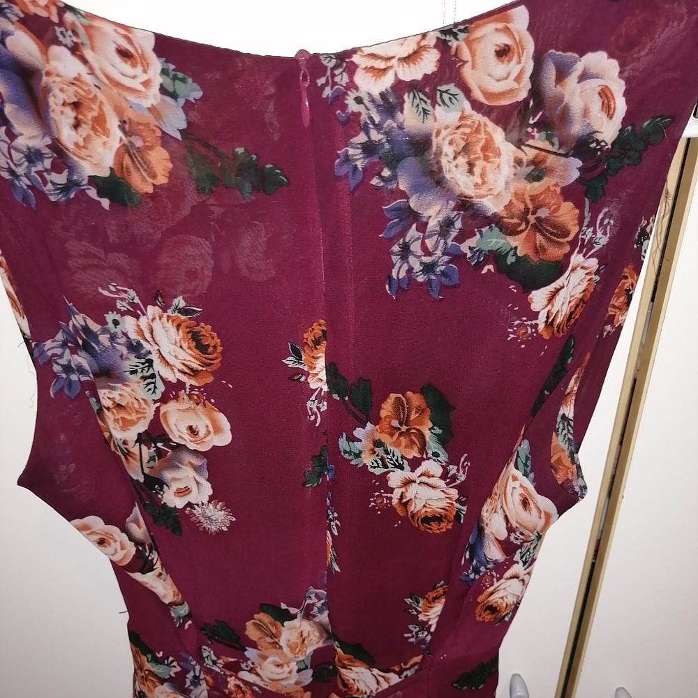 Red floral dress S/M - Picture 5 of 11